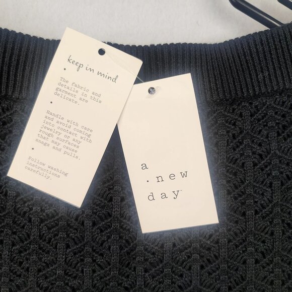 A New Day Womens Black Midi Sweater Pull-On Side Slit Skirt Medium New - Picture 5 of 7